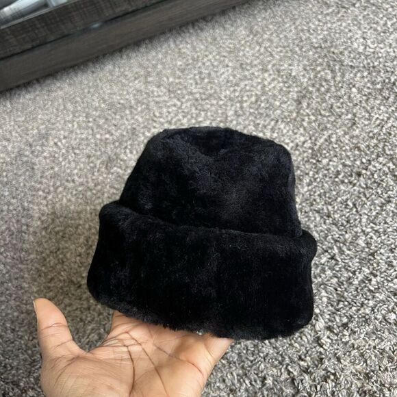 Vintage Stetson Black Genuine Mouton Fur Hat Adult Size Medium M Union Made main image 9